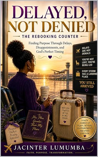 Delayed, Not Denied: The Rebooking Counter: Finding Purpose Through Delays, Disappointments, and God’s Perfect Timing — official book cover